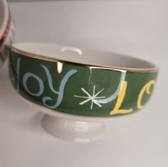 Anthropologie Danielle Kroll Treat Bowls Making Spirits Bright Fa La La Joy/Love - Picture 6 of 7